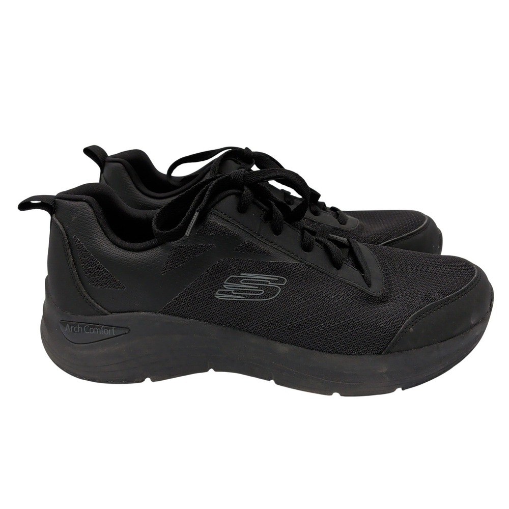 Skechers Arch‎ Comfort Mens 11 Black Mesh Athletic Walking Sneakers 16909 BBK